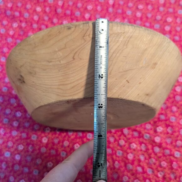 Vintage Primitive Wood Oak Bowl Handmade Artisan Boho Rustic Cottage Core - Picture 4 of 7